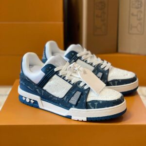 🔥 Louis Vuitton Trainer Sneaker – Denim & White Edition