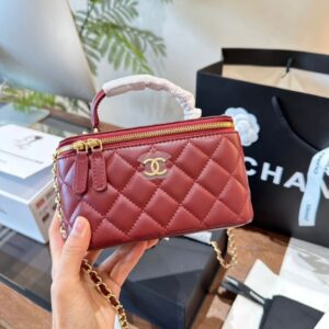 Chanel Burgundy Quilted Vanity Bag in Dubai