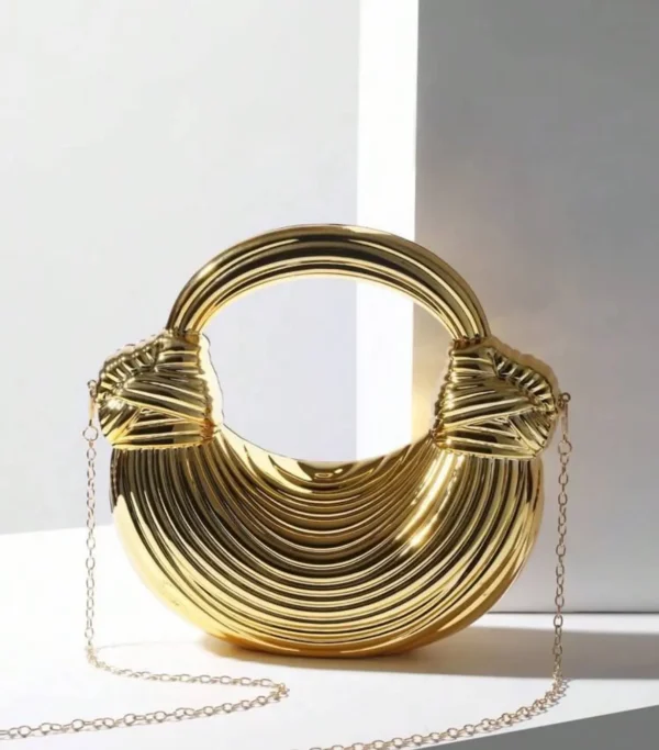 Gold Sculpted Clutch Bag in Dubai