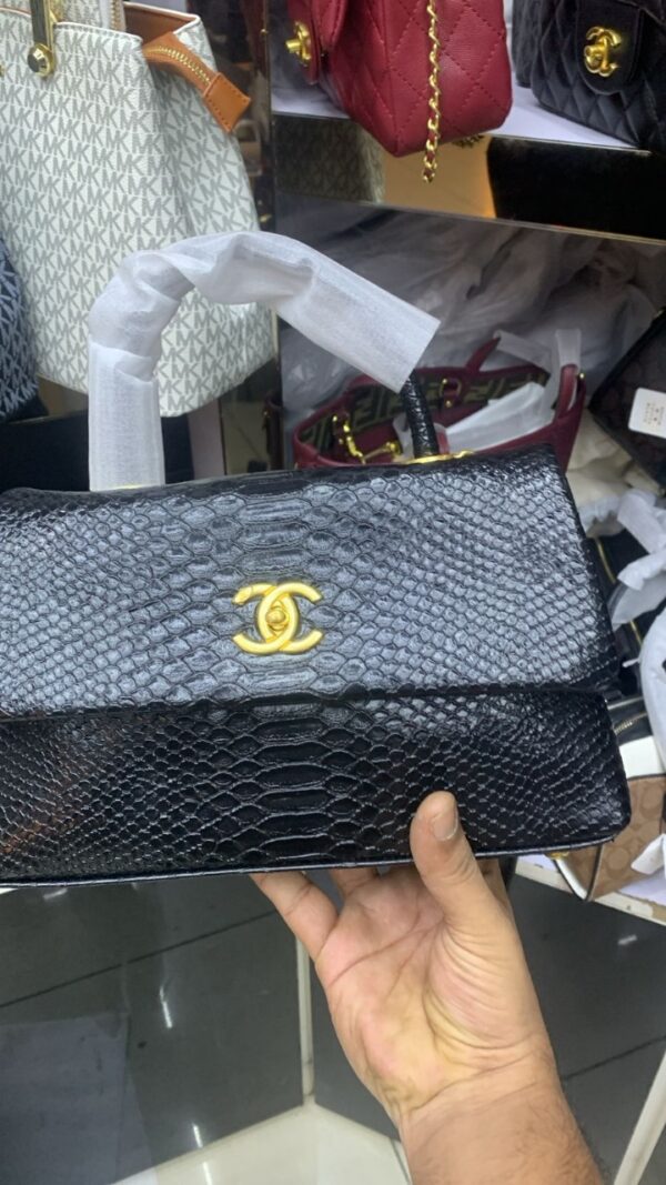 Chanel Black Python Coco Handle Bag