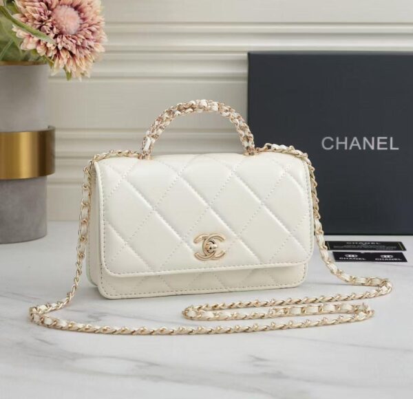 Chanel Pearl Detailed Top Handle Wallet on Chain