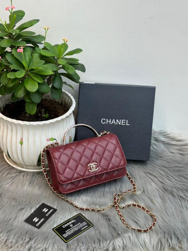 Trendy CC Top Handle Leather Handbag - Image 2