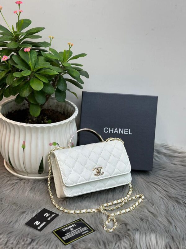 Trendy CC Top Handle Leather Handbag - Image 3