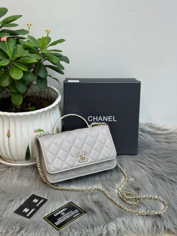 Trendy CC Top Handle Leather Handbag - Image 4