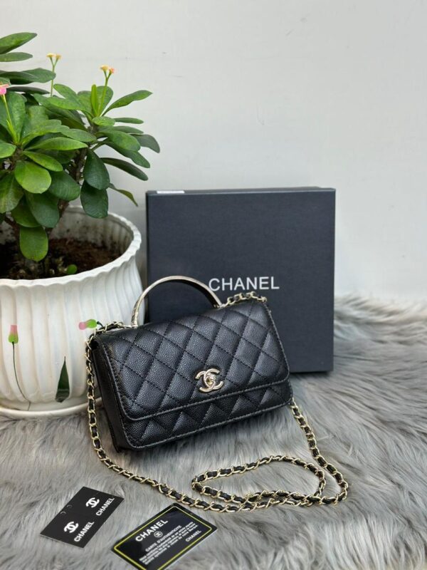 Trendy CC Top Handle Leather Handbag - Image 6