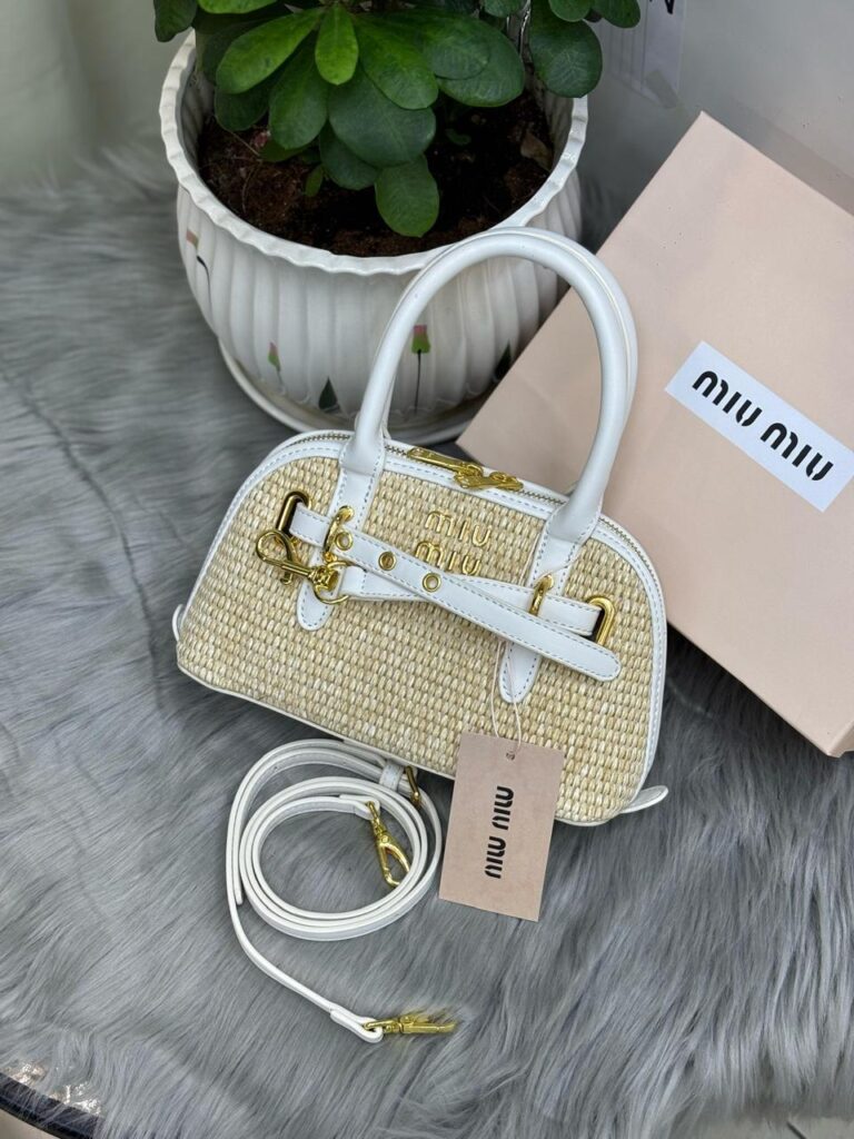 Miu Miu Raffia Leather Mini Bag in Dubai