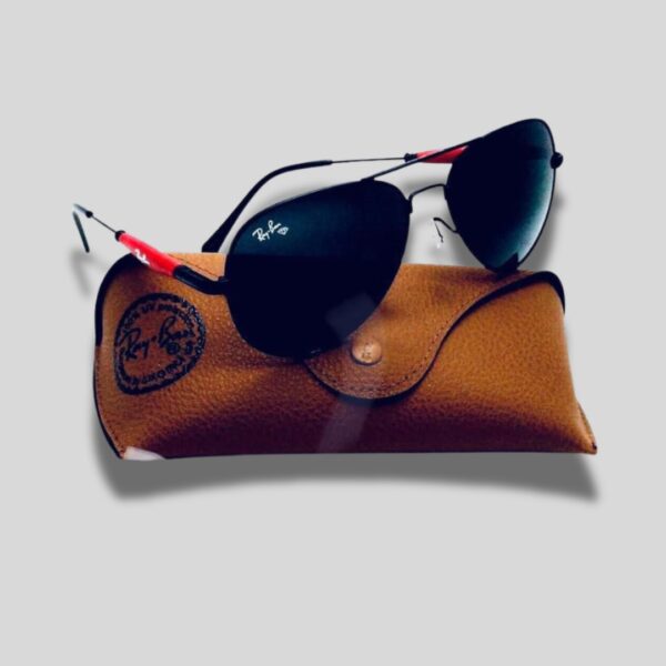 Ray-Ban Black Aviator Sunglasses with Red Tips in Dubai